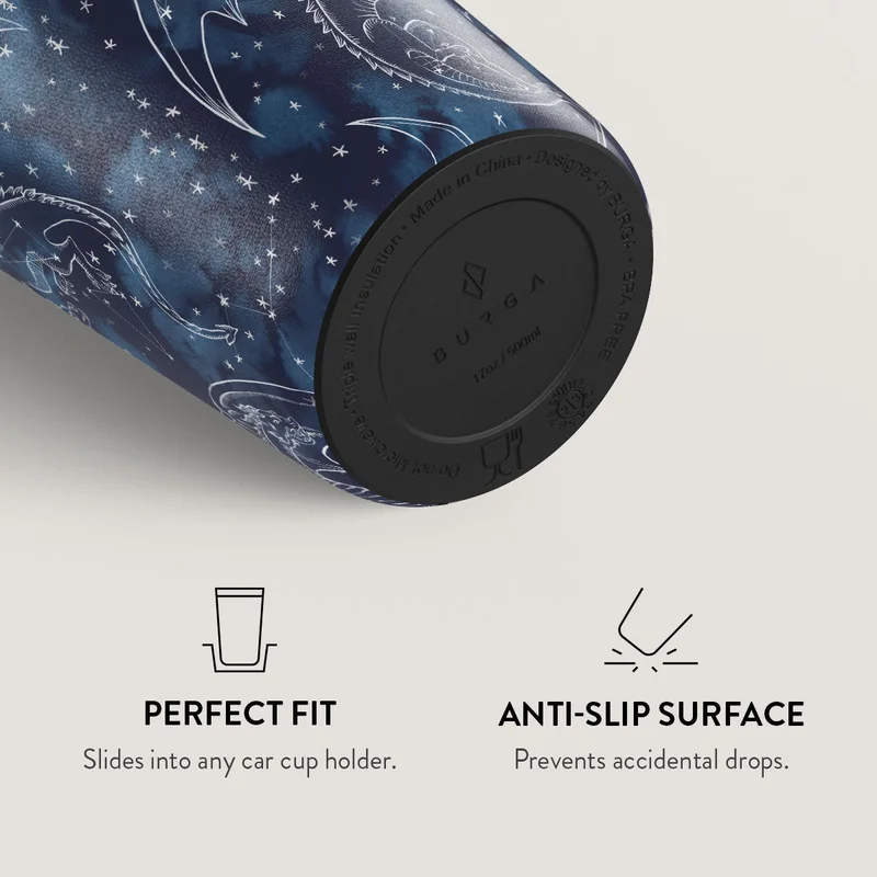 Burga  Burga Wyvern 700ml Travel Mug Flap & Straw Set Lid Combo – BPA-Free Stainless Steel, Triple-Layer Insulated, Leak-Resistant, Premium Printed Design – Hot & Cold Drinks  | Best Price UAE